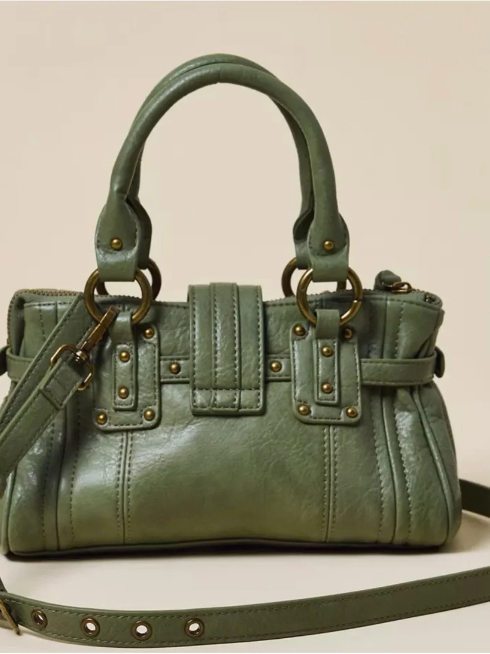 BDG Mini Karlie lock Green Leather Handbag